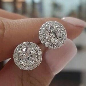 New 925 Sterling silver diamond stone earrings